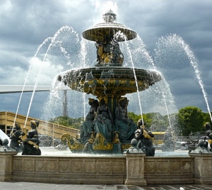 acqua, statue, fontana, nuvole, getti, zampilli, oro, cielo, spruzzi, alberi